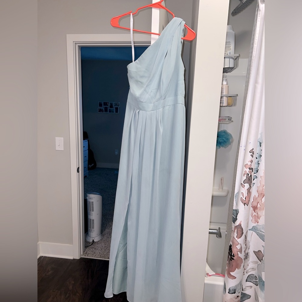 Sage green David bridal dress